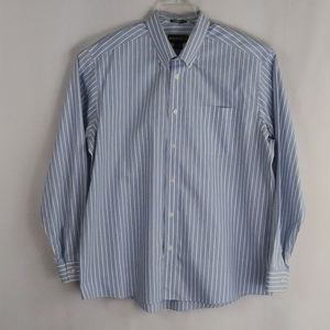 Eddie Bauer blue stripe button shirt men size XL.